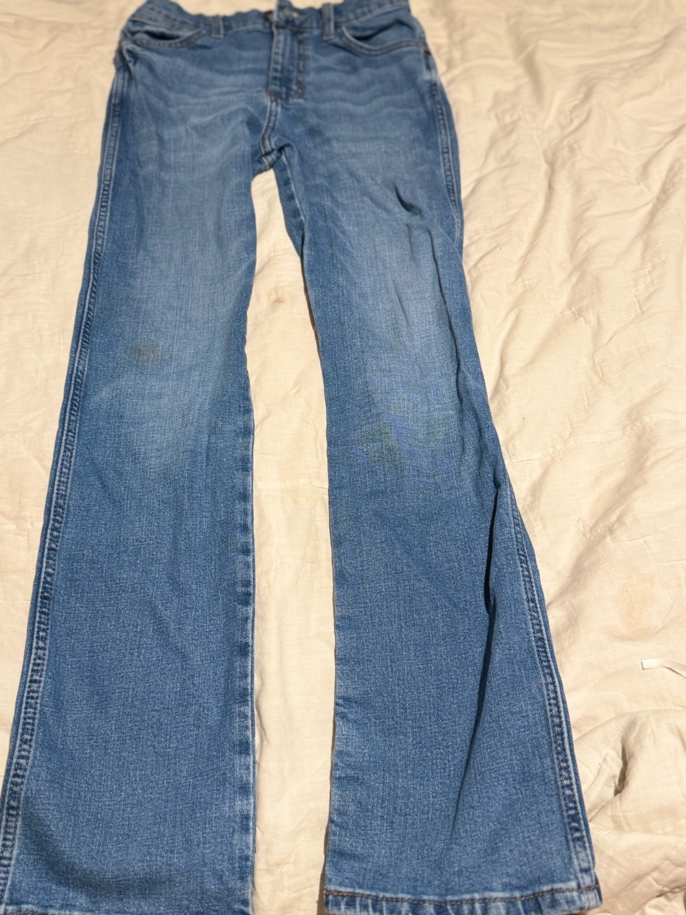 Wrangler Retro Slim Straight Jeans Size 14 Boys Medium Wash Stretch Denim